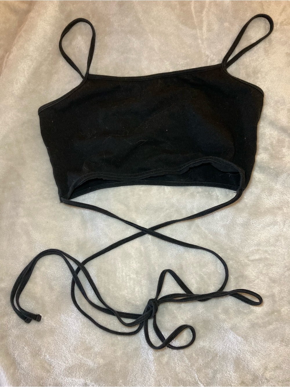 Garage Black Crop Top with Thin Straps